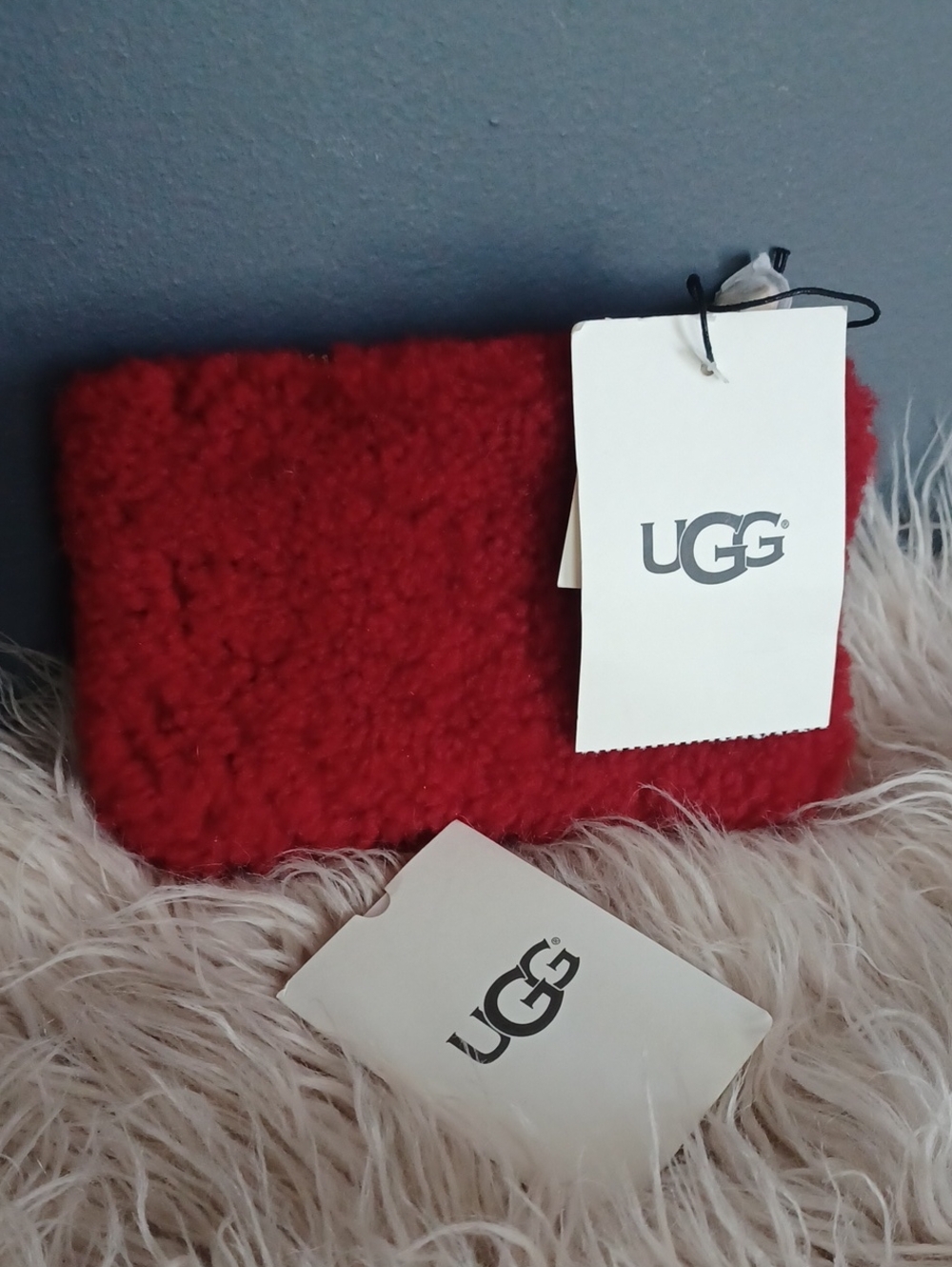 UGG Real Sheep Fur Makeup Bag